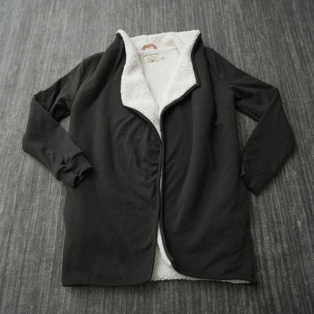 The Normal Brand Cardigan Women Puremeso Boundless Dark Gray Sherpa Lined Medium